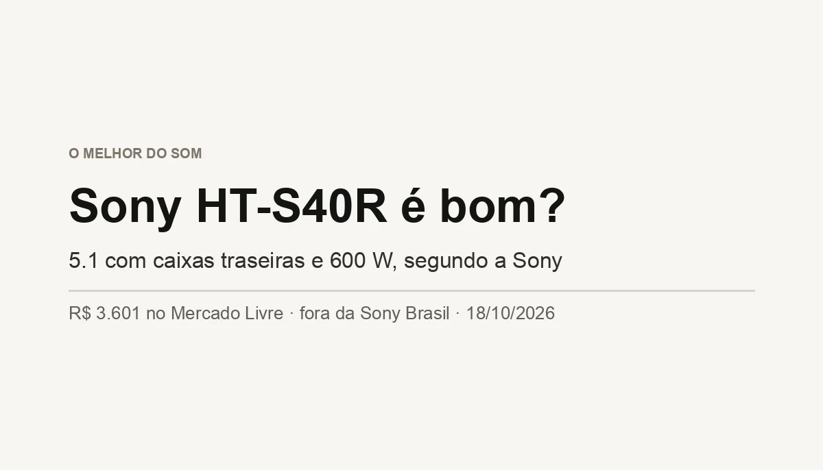 Sony HT-S40R é Bom? 5.1 Importado (Análise 2026)